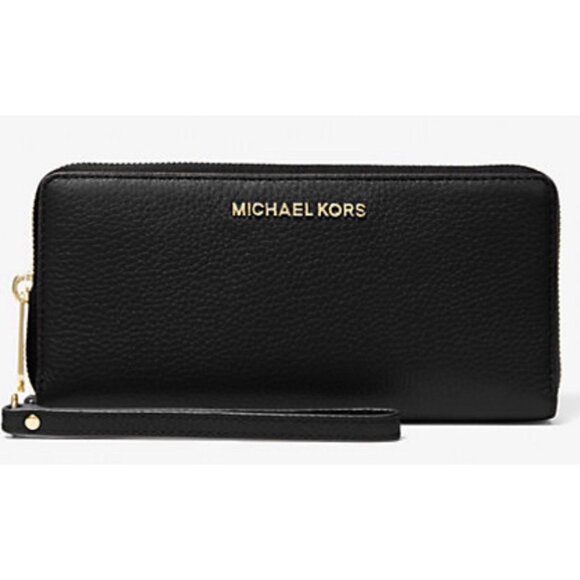 Michael Kors Crossgrain Zip Around Wallet Wristlet Black - Picture 1 of 8